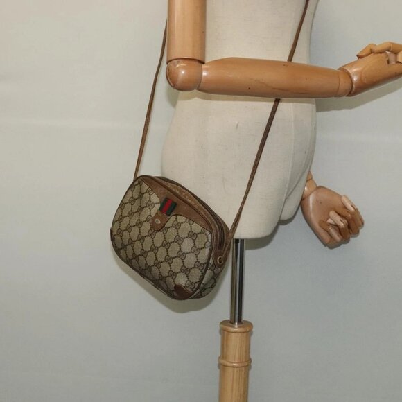 GUCCI GG Supreme Web Sherry Line Bag PVC Beige Gold - Picture 1 of 16